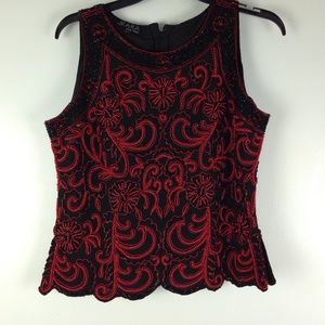 JKara New York Beaded Sleeveless Top Size Large